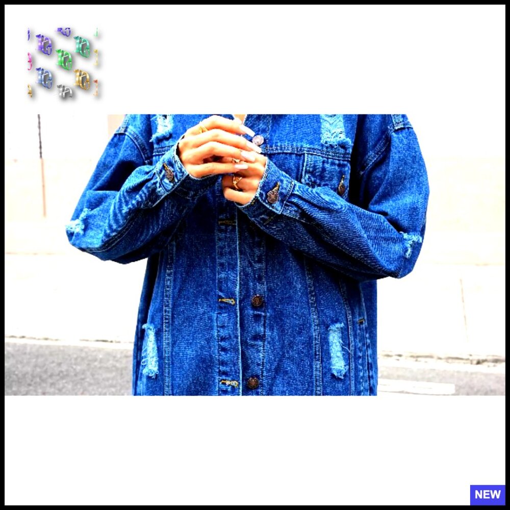 Oversized Boyfriend Denim Jacket Ripped Distressed Vintage Y2K Chic Casual - Picture 4 of 4